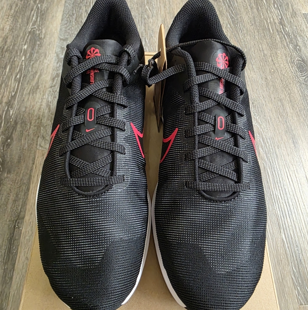 Nike Mens Downshifter 12 Black and Red Athletic Shoes
